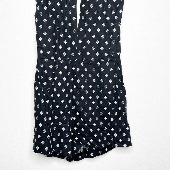 FREE PEOPLE Sleeveless Romper Navy Blue Geometric Medium - Picture 6 of 11